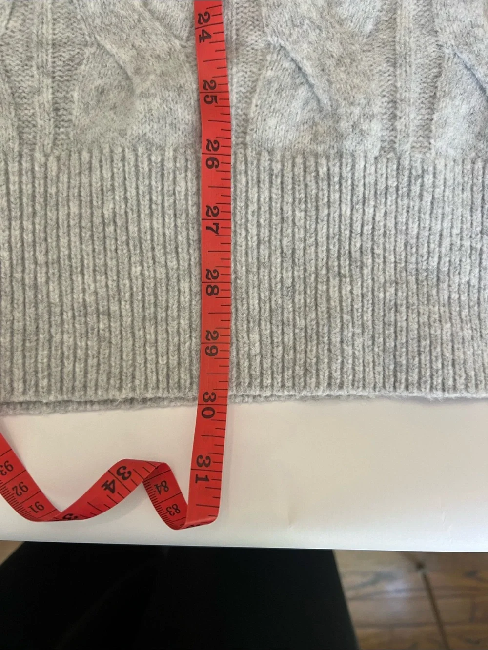 Aerie Light Gray Cable Knit Faux Pearl Beaded Crew Neck Sweater Soft Cozy - Picture 7 of 9